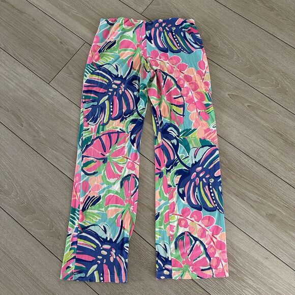 Lilly Pulitzer Georgia May Palazzo Pants Exotic Garden Tropical LARGE Wide Leg - Picture 5 of 6